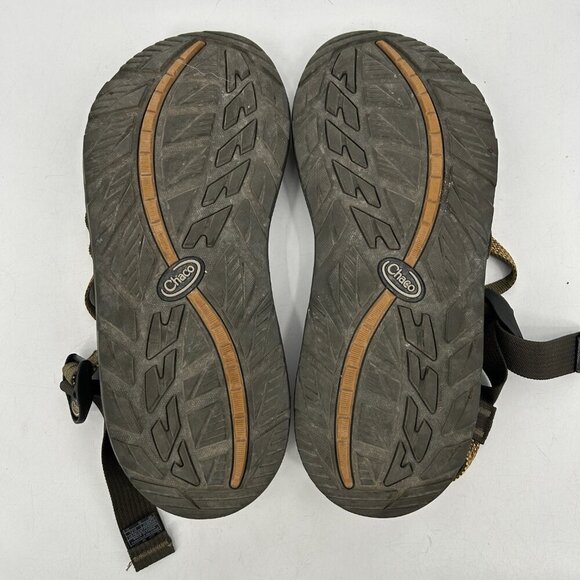 CHACO Men\'s Brown Yellow Outdoor Strappy Slip On Hiking Walking Sandals Size 11